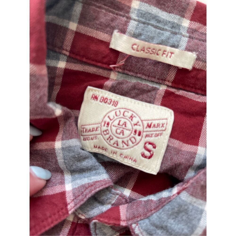 Lucky brand classic burgundy red with blue flannel size s - Picture 5 of 5
